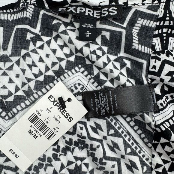 Express Tie Back Cropped Halter Tank Top Chevron Black White Size Medium Boho - Picture 3 of 9